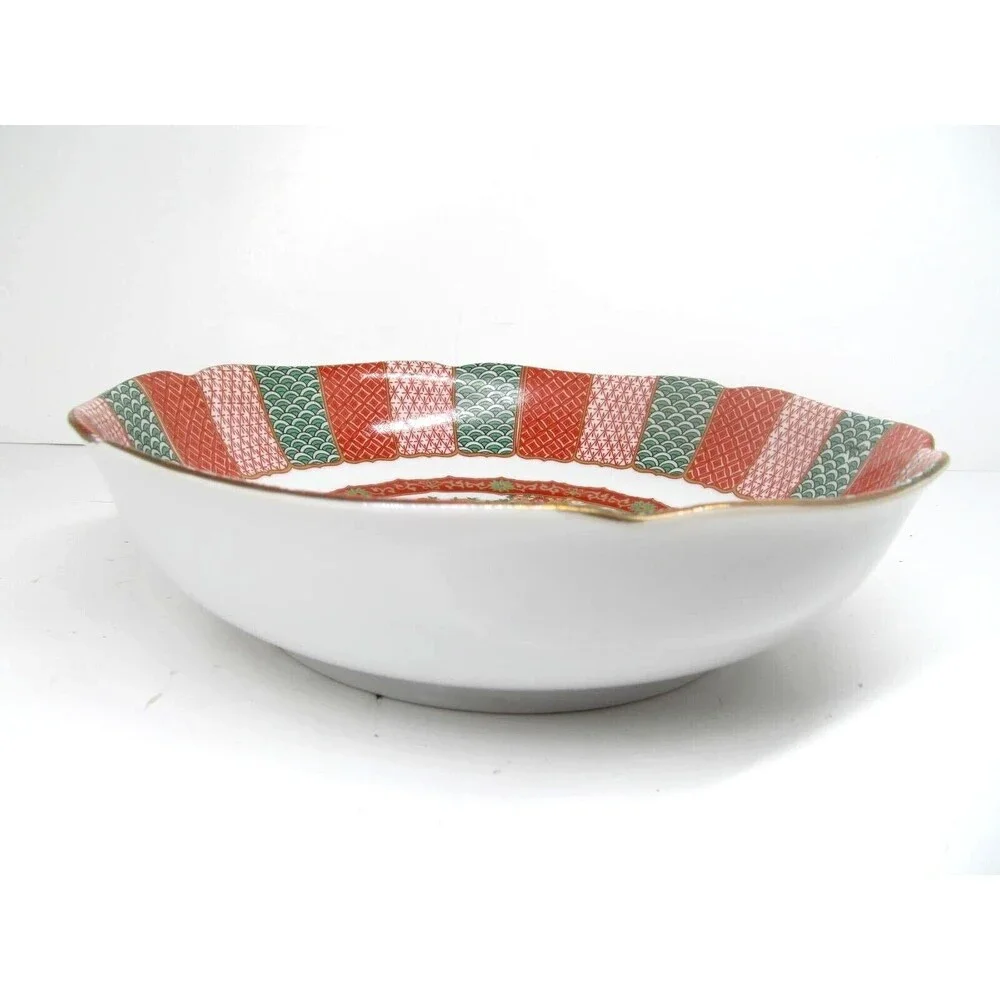 Arita Imari Peacock Red Vintage Vegetable Serving Bowl